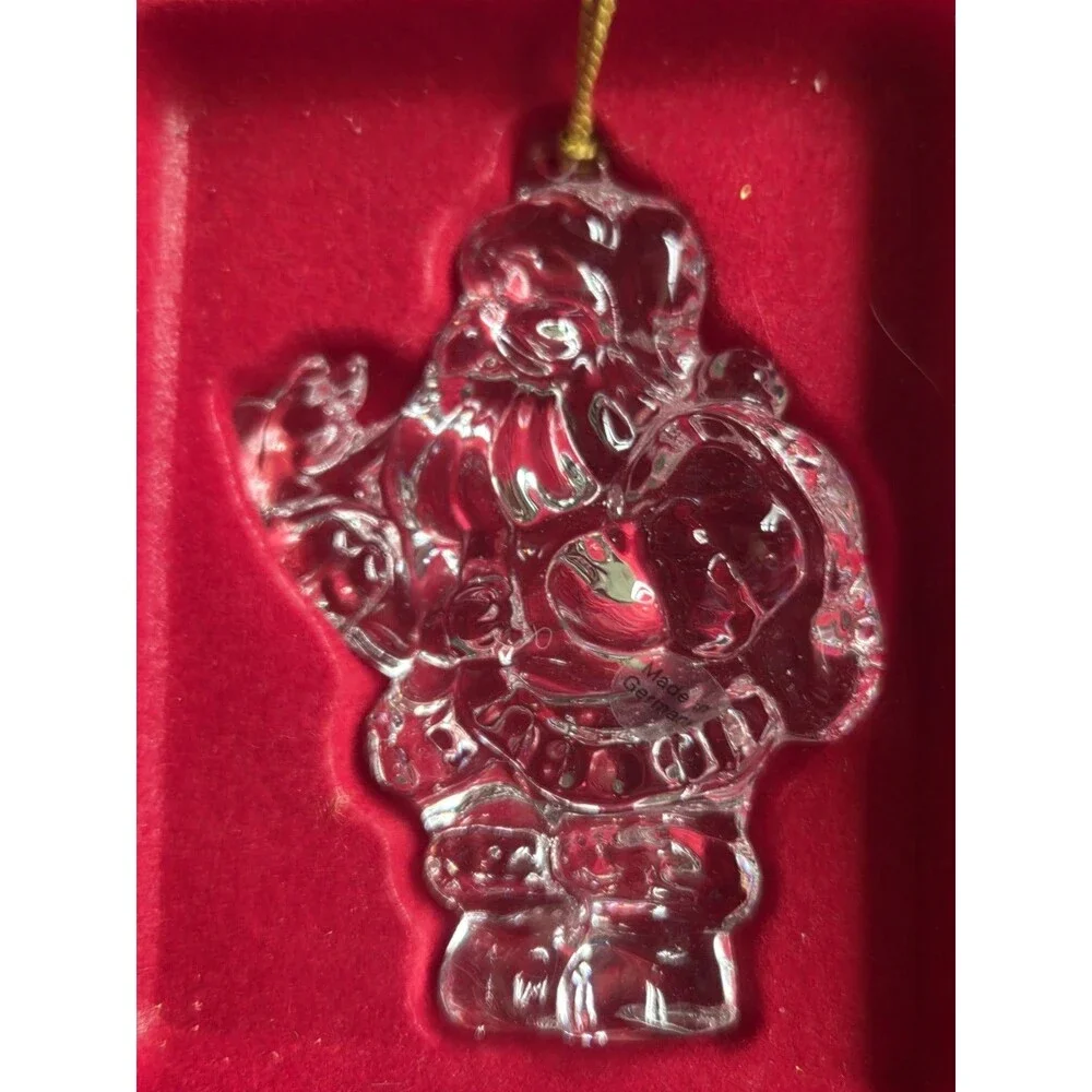 Christmas Ornament Gorham Santa Claus W Dove Full Lead Crystal In Box Germany